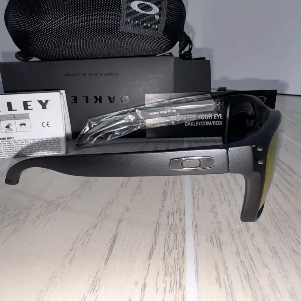Oakley Holbrook 009244 Polarized Sunglasses Men Black Frame Prizm Orange Lens